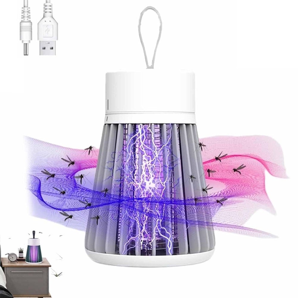 Wodoodporna lampa na komary do użytku na zewnątrz (szara, 1 szt.), odstraszacz owadów, ładowanie przez USB, do domu, na kemping i piknik