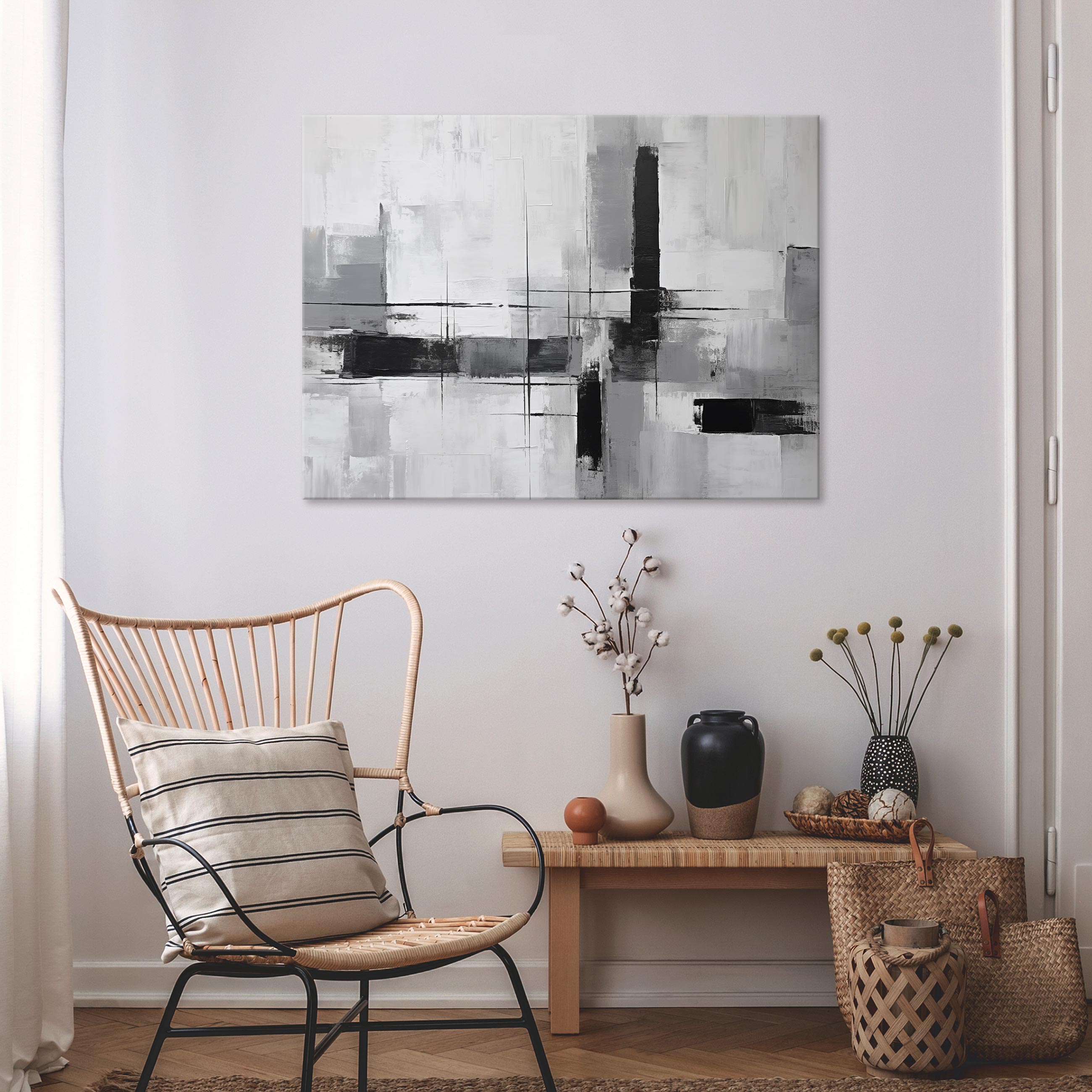 Impressão em tela abstrata Boho Arte moderna 60x40 cm XXL Arte de parede Imagem para sala de estar Quarto Pronto - 2