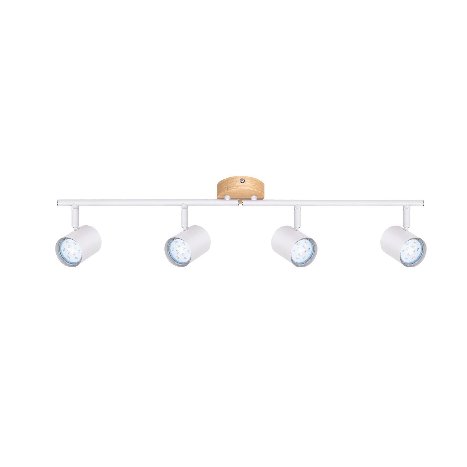 NETTLIFE Plafonnier LED 4 flamme - Blanc Plafonnier GU10 Spot pivotant Applique murale en bois Spot mural pour salon chambre Sans ampoule - 9