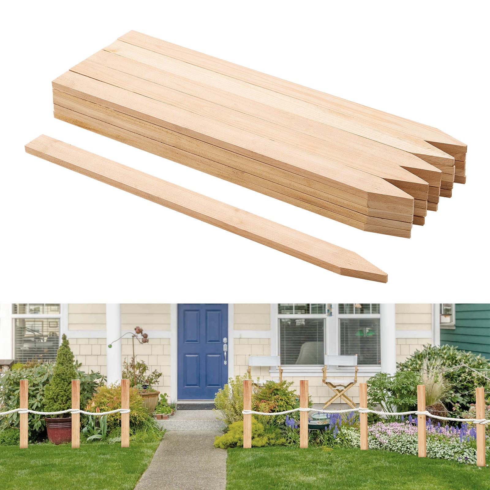 Piquets De Jardin En Bois De Sapin - Lot De 20 - Dimensions 25,4 X 25,4 X 304,8 Mm - Pointe Acérée - 4