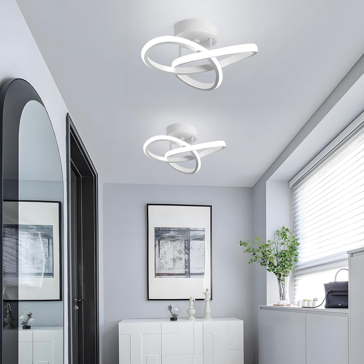 Oświetlenie sufitowe LED, energooszczędny żyrandol LED, nowoczesna lampa sufitowa 20 W, designerskie oświetlenie alejki LED, białe światło 6000 K - 9