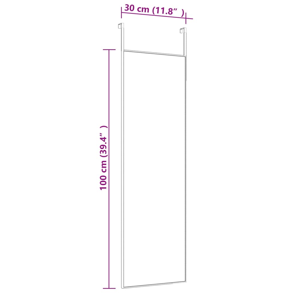 Miroir de porte doré, en verre et aluminium, 30 × 100 cm - 4