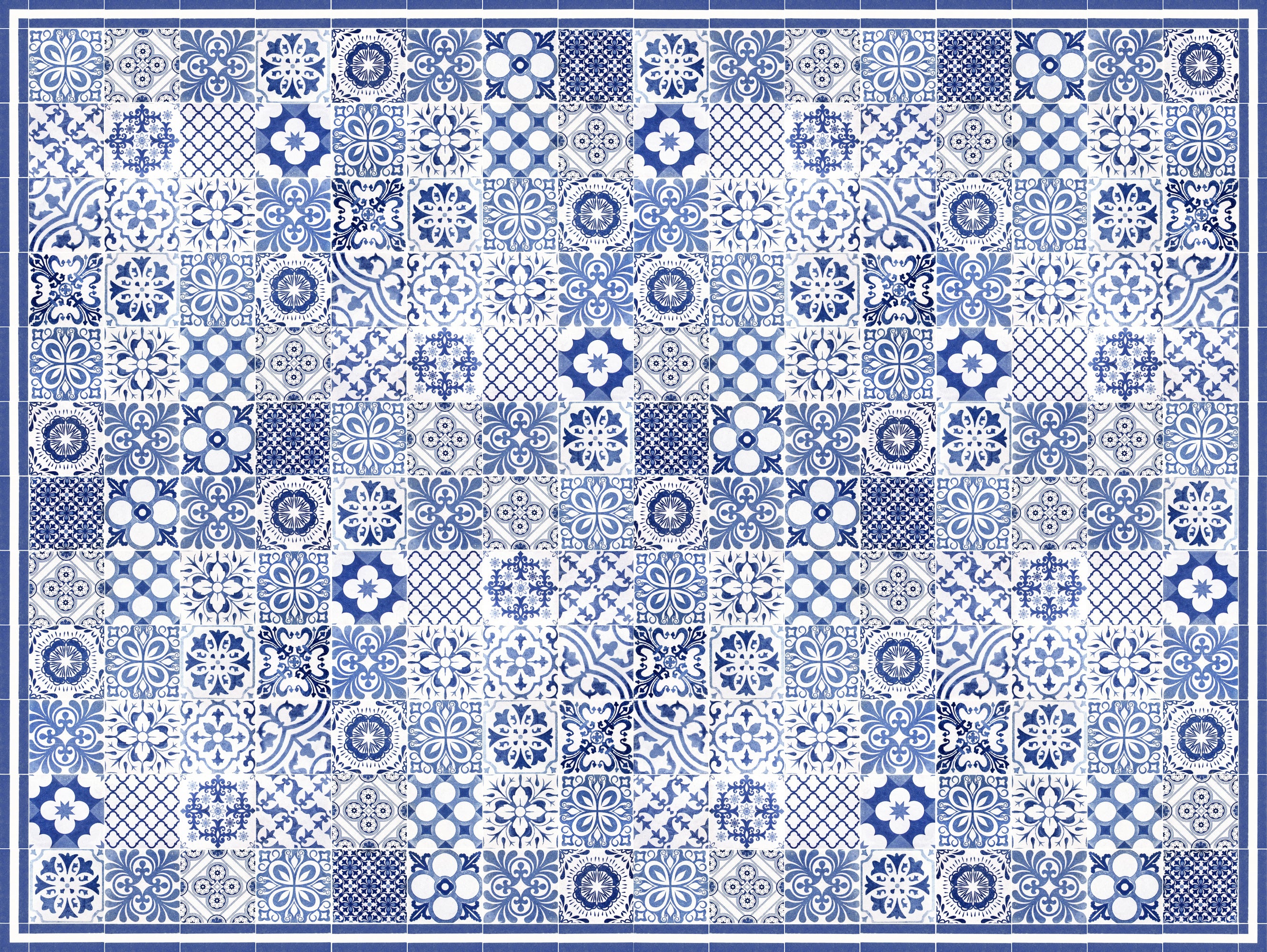 Tappeto antiscivolo in vinile Giulietta 200x266 cm - PVC stampato, lavabile, ignifugo, per il salotto o la cucina, stile idraulico, blu - 2