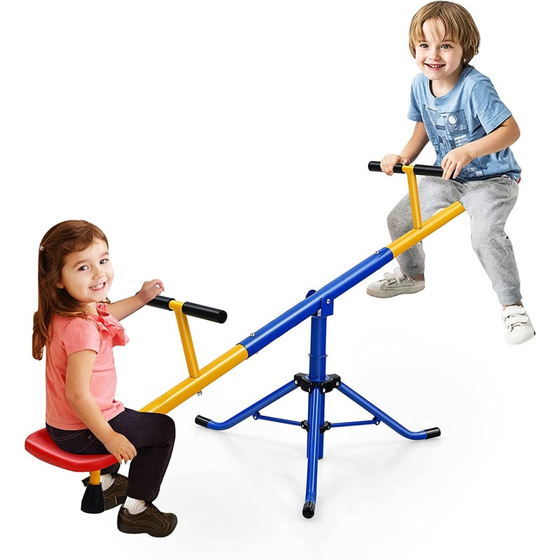 2-osobowy bujany huśtawka, huśtawka ogrodowa obracana o 360°, dla dzieci, obciążenie do 60 kg, metalowy kołysk, idealny dla dzieci w wieku 3-8 lat