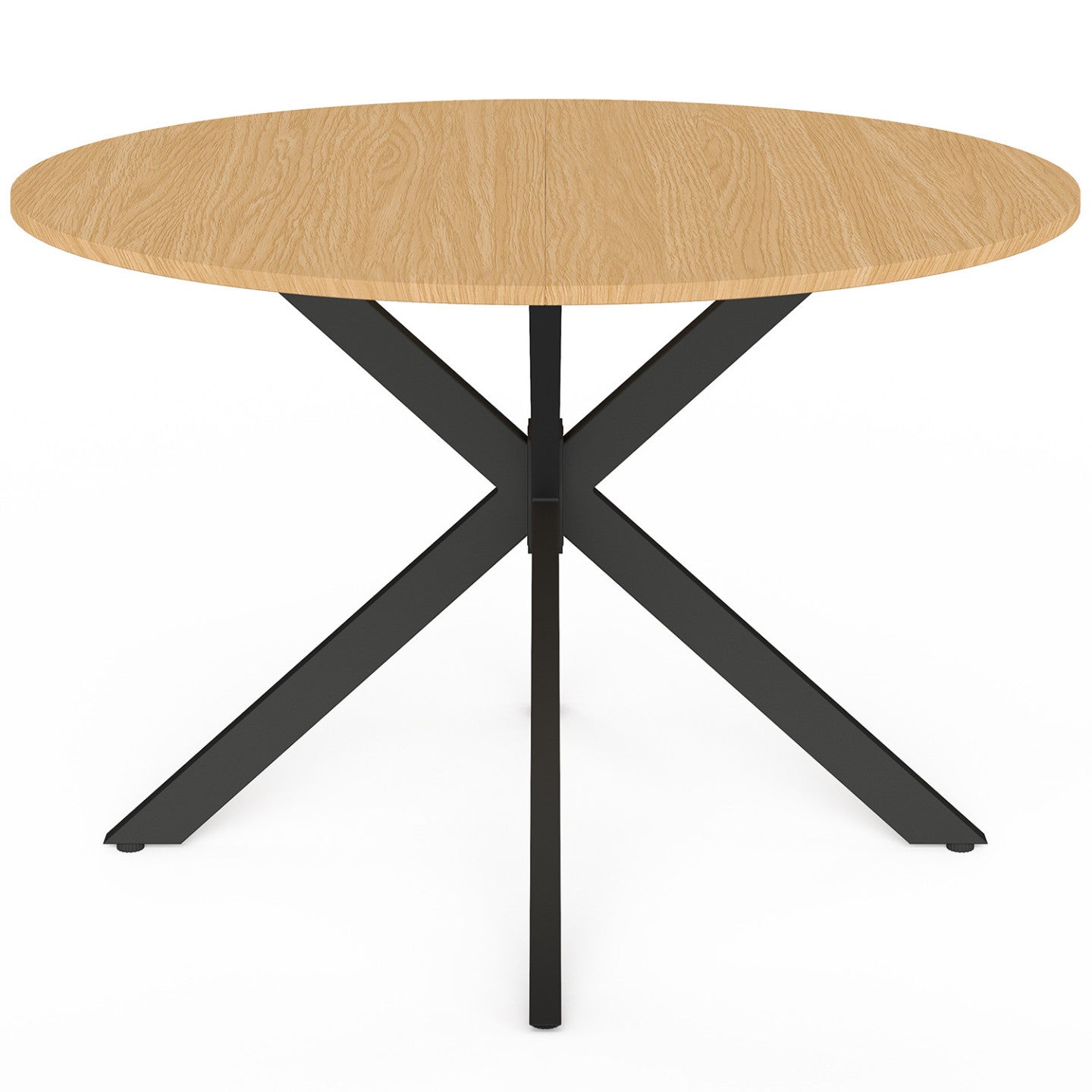 Table de jardin ronde MESSINA 120 cm 6 personnes pied araignée plateau métal effet bois - 3