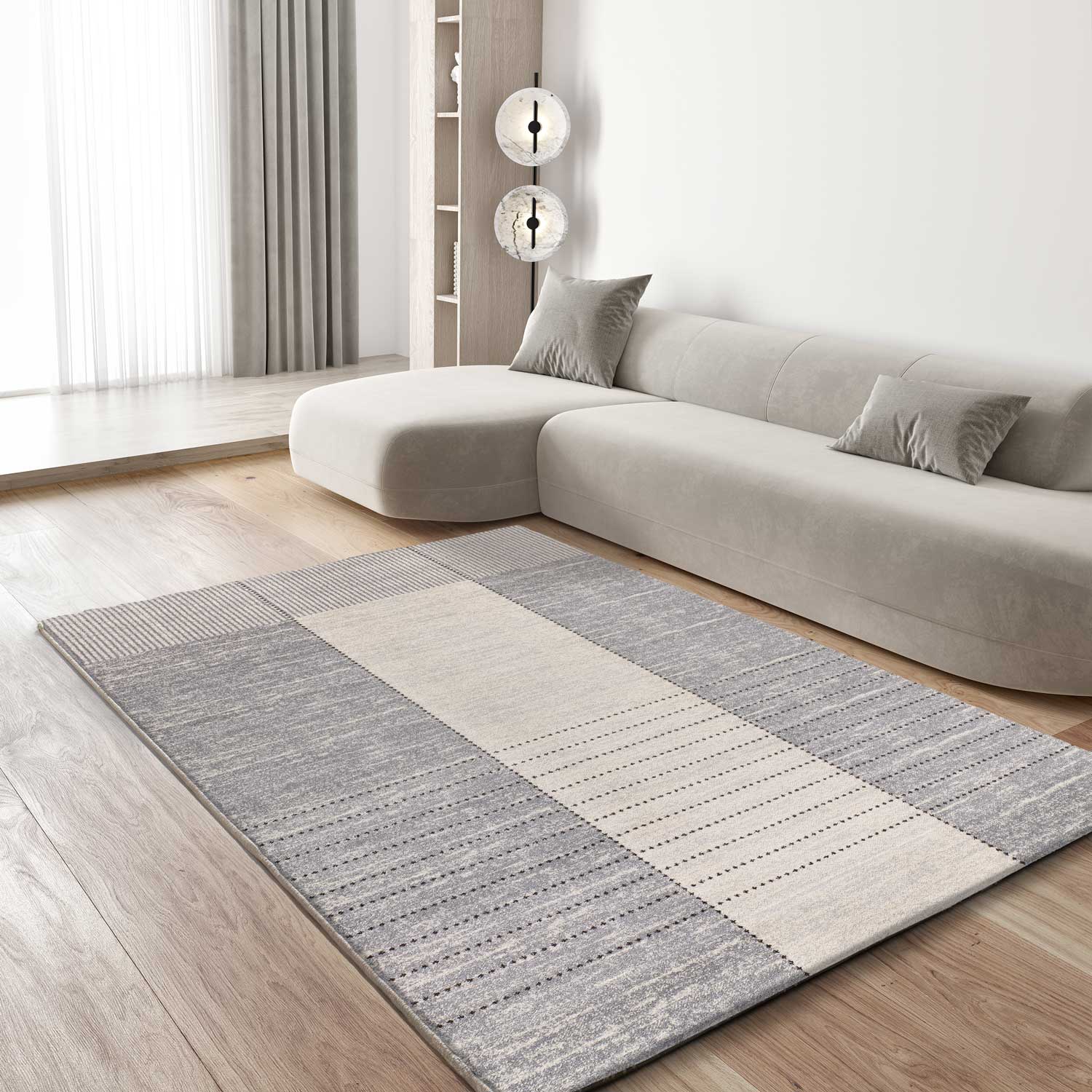 Alfombra interior gris rectangular 80 x 150 cm craft moderno - atticgo