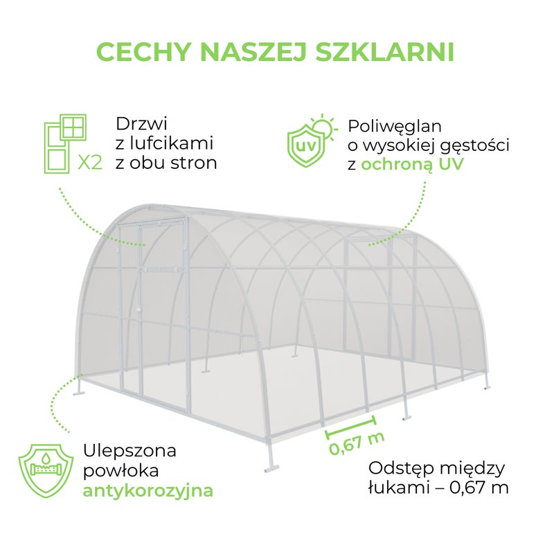 Szklarnia ogrodowa Tunel 3,5x8 m profile 40x20 poliwęglan 6mm - Szklarnia z poliwęglanu
