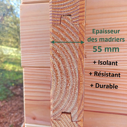 Studio de jardin NANTUA 20m² - Bois Douglas épaisseur 55mm - Baie vitrée Alu & Fenêtres PVC GROSFILLEX - Toiture Bacacier avec voliges - 4