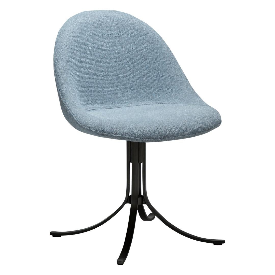 Dolo Dan-Form krzesło stołowe nogi obrotowe bouclé niebieski.