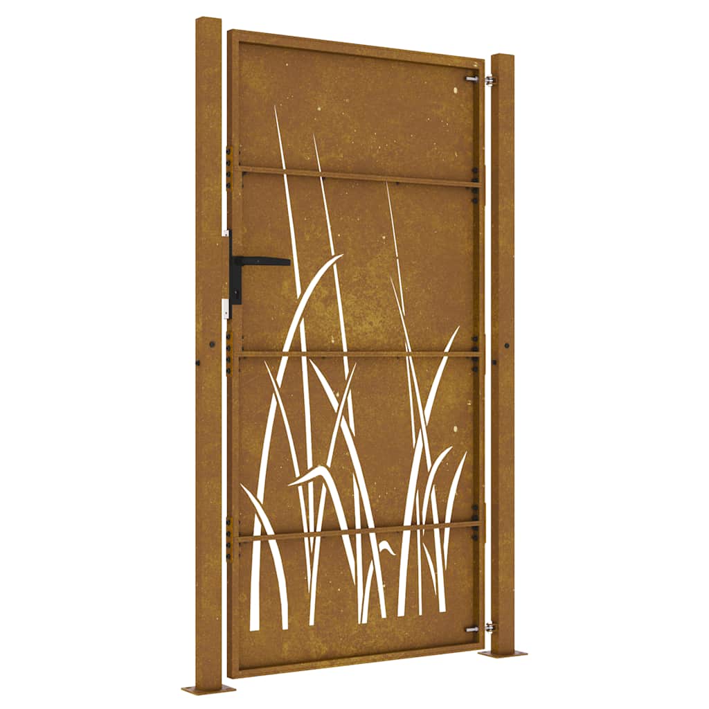 vidaXL Portail de jardin 100x175 cm acier corten conception d'herbe - 6