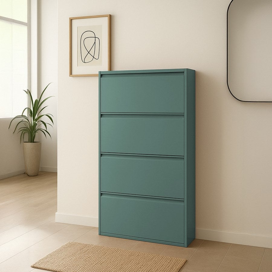 Scarpiera 4 ante 80x14,2x136 cm in metallo verde - 2
