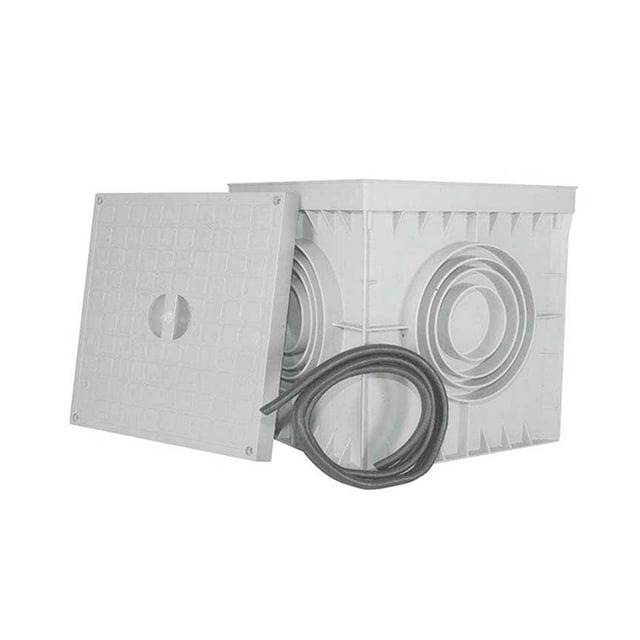 Regard de sol électrique carré gris avec couvercle borgne en PVC gris 300x300mm