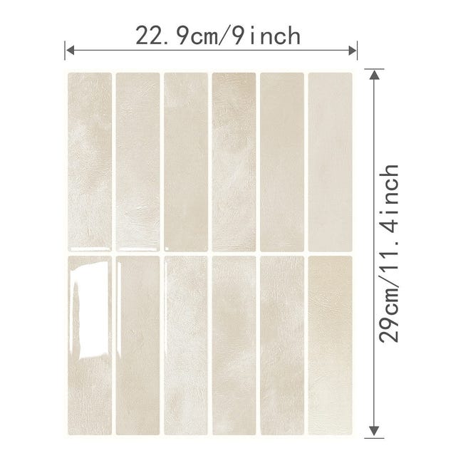 Lot de 10 crédences adhésives pour cuisine, salle de bain, carrelage mural, Kaki clair - 2