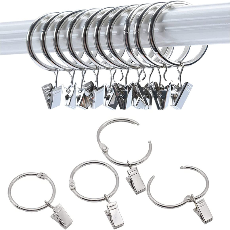 40 Anelli Per Tende Con Clip - Nero, Ø 50 Mm, Metallico, Per Aste E Tende - Foto 10