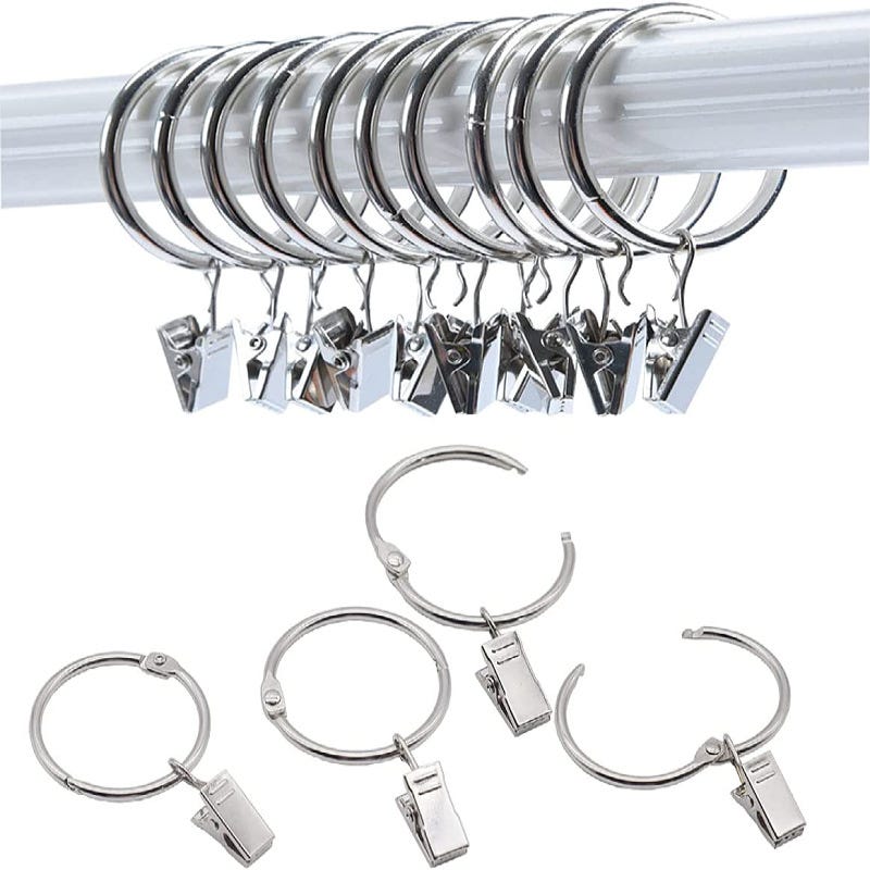 40 Anelli Per Tende Con Clip - Nero, Ø 50 Mm, Metallico, Per Aste E Tende - Foto 10