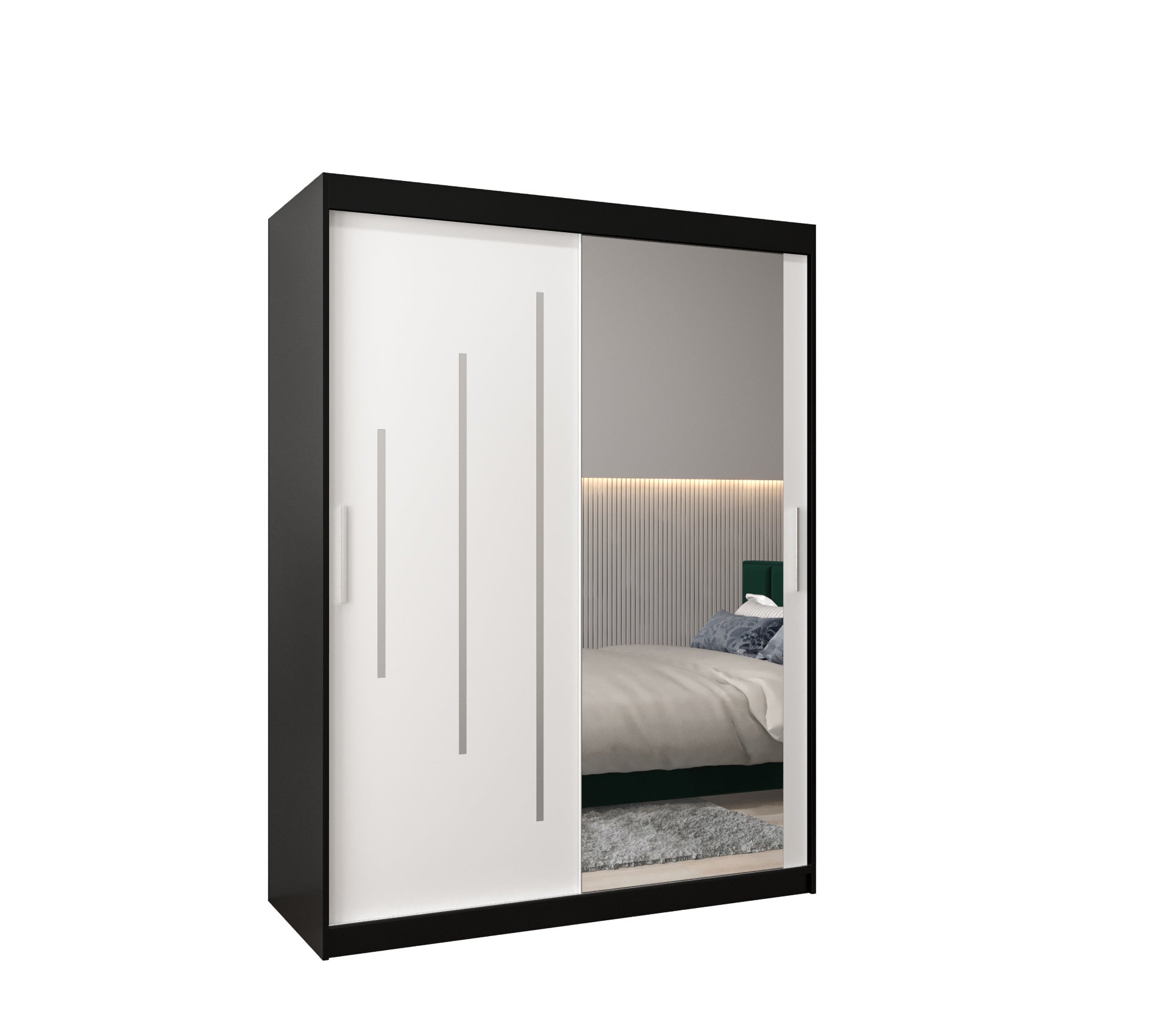 Szafa przesuwna garderoba York 2 150 x 62 x 200 cm Czarny + Biały - Abiks Meble