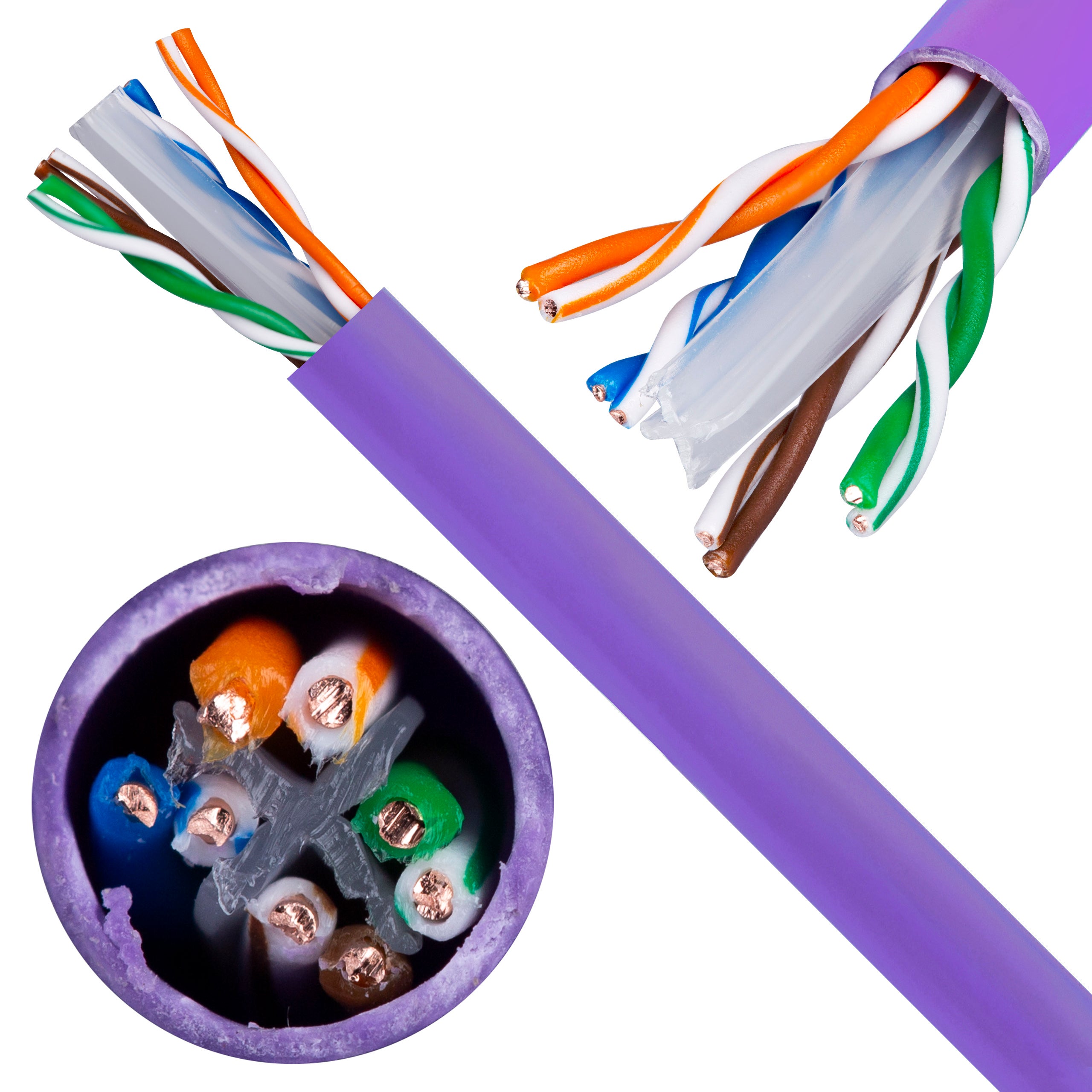 Kabel sieciowy U/UTP kat.6 skrętka 4x2x0,51mm wewnętrzny Eca PVC fioletowy DIGITUS 305m