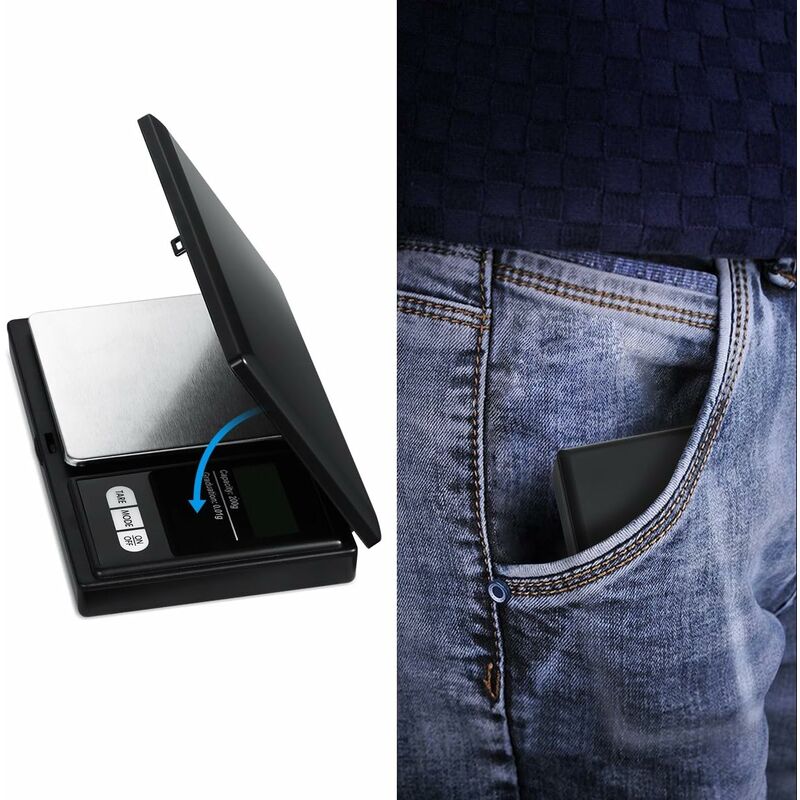 Balance de précision 200 g/0,01 g Petite balance de haute précision avec écran LCD rétroéclairé avec fonction tare (noir) - 4