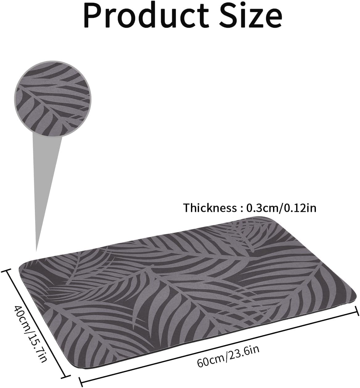 Tapis de Bain Antidérapant, Absorbant Tapis Salle de Bain, 60x40cm Tapis Diatomite, Microfibre Doux Séchage, Rapide Antidérapant Tapis de Bain, Gris - 2