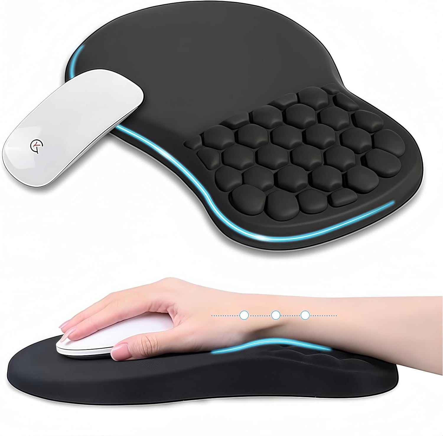 Lot De 2 Repose-Poignets Ergonomiques Mémoire De Forme - Soulage Douleurs Poignets Et Coudes Ordinateur & Gaming