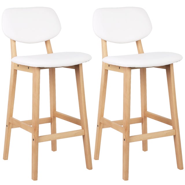 Tabouret De Bar CLP Milet - Simili Cuir - Réglable En Hauteur - Rotatif 360° - Blanc
