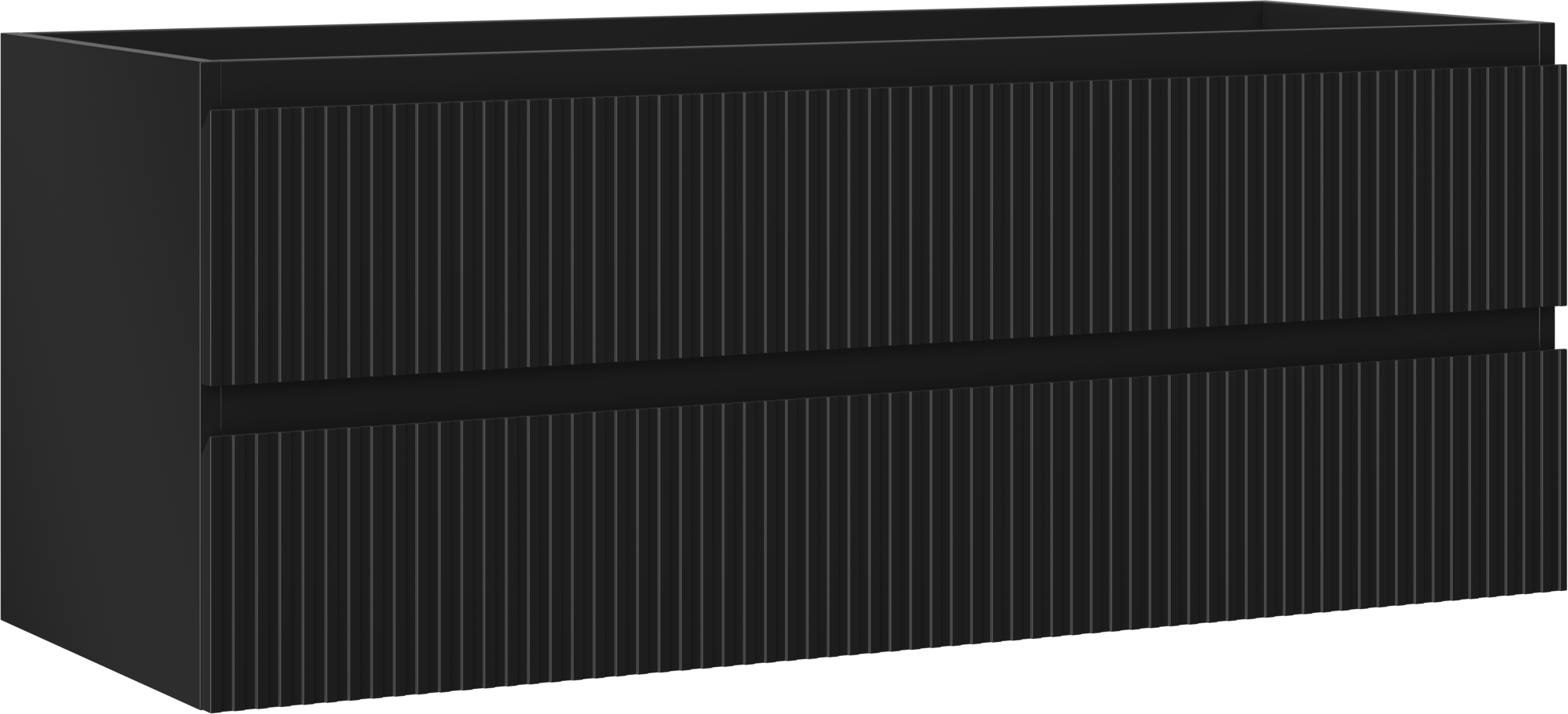 Mexen Rivel szafka łazienkowa podumywalkowa 120 cm, 2 szuflady, ryflowana , czarna mat - 91A20-12047-2-BFF71