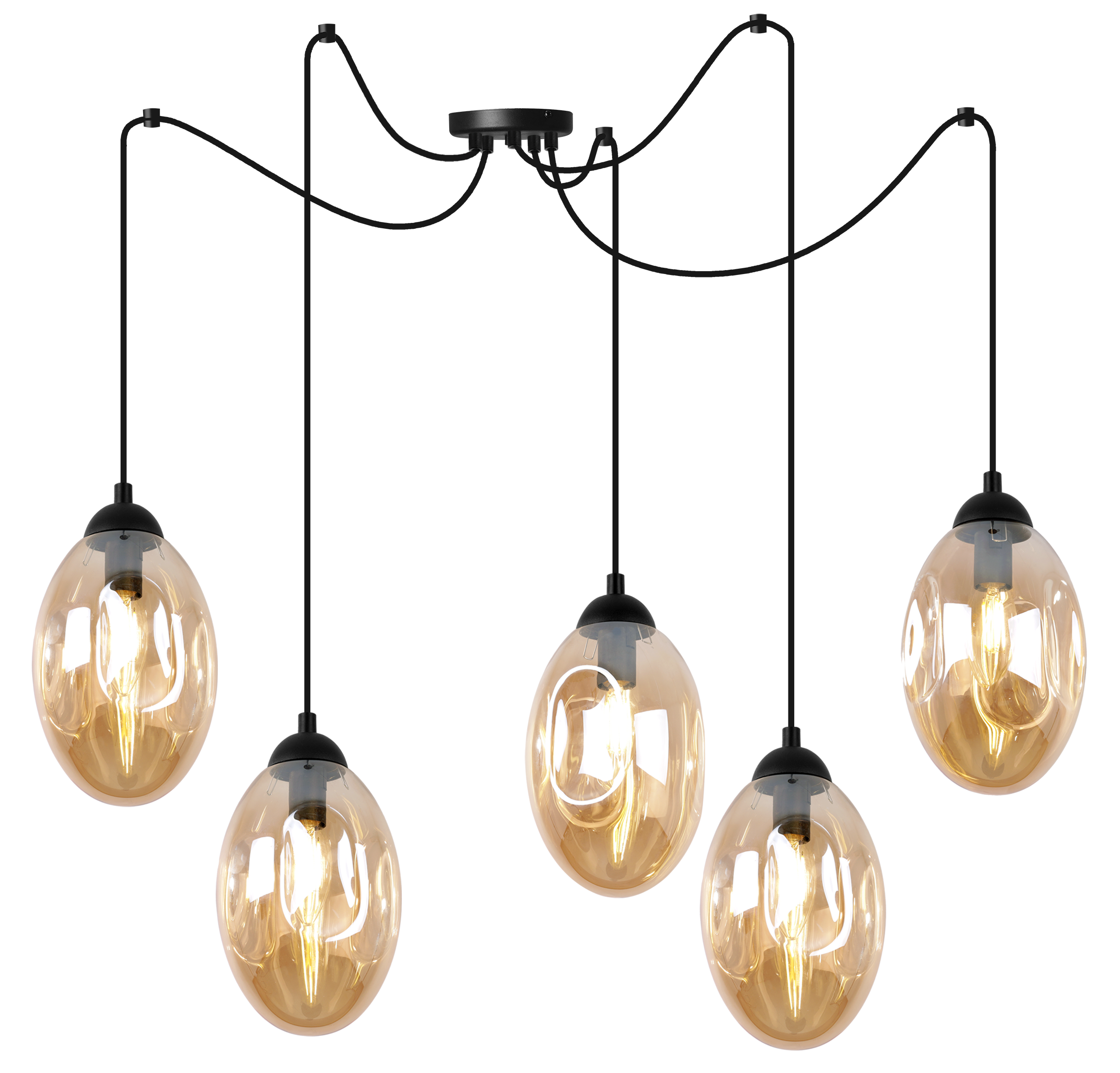 Lampa sufitowa wisząca Vigo Spider modern 5xE14 abażur owalny miodowy Light Home LH