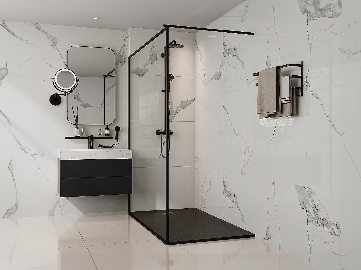 Brodzik posadzkowy lub wpuszczany w posadzkę z żywicy - Czarny - 160 x 90 cm - MIRNOSA