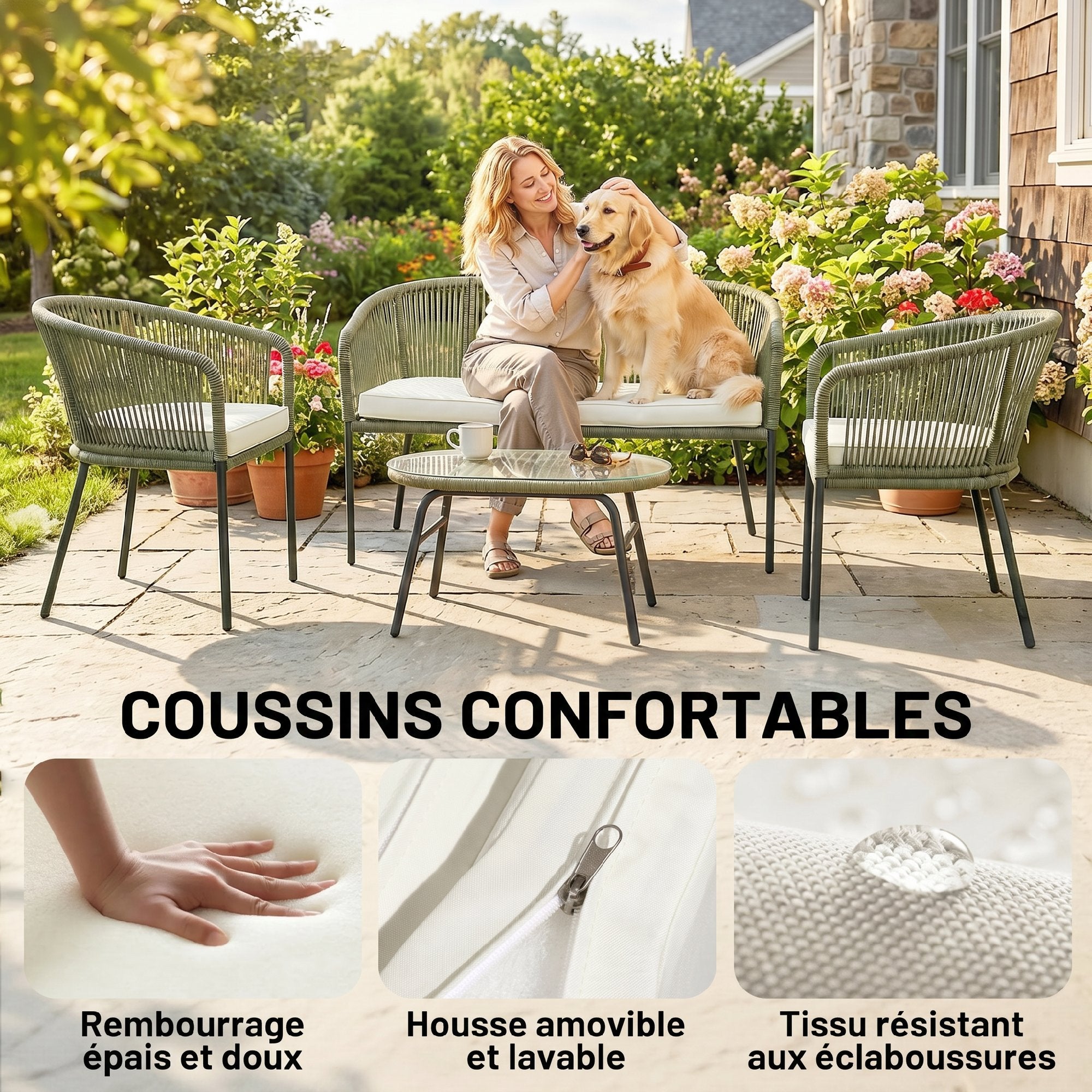 Salon de jardin extérieur cordes en polypropylène Outsunny - 6