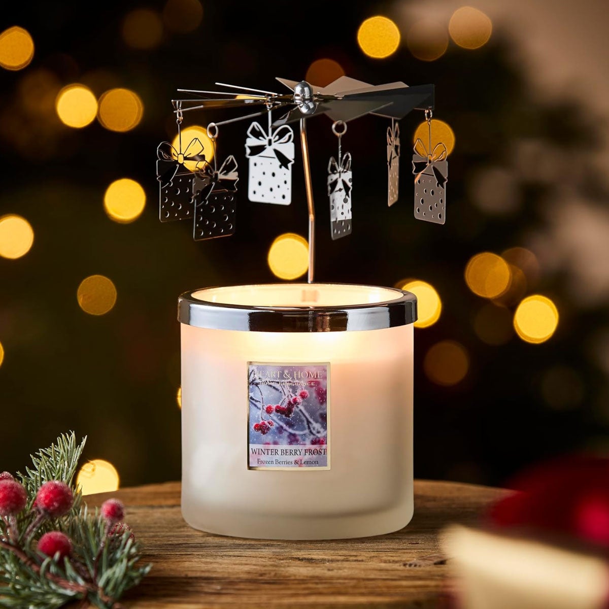 Bougie Parfumée 2 Mèches Ellipse Baies D'hiver - Heart And Home, Cire De Soja