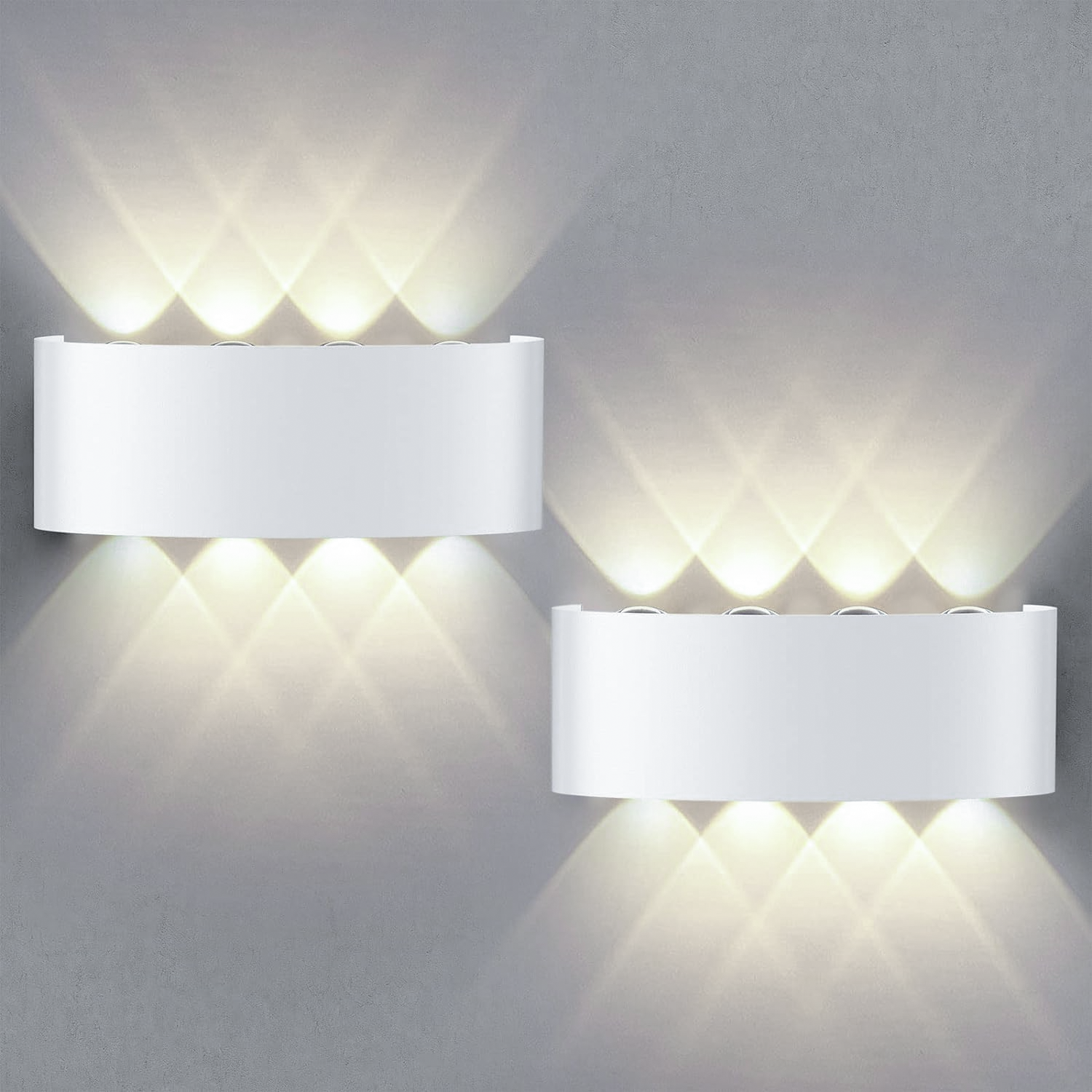 Zestaw 2 kinkietów LED do wnętrz i na zewnątrz, lampa ogrodowa aluminiowa 8 W, lampka nocna, wodoodporna IP65, światło naturalne 4 500 K