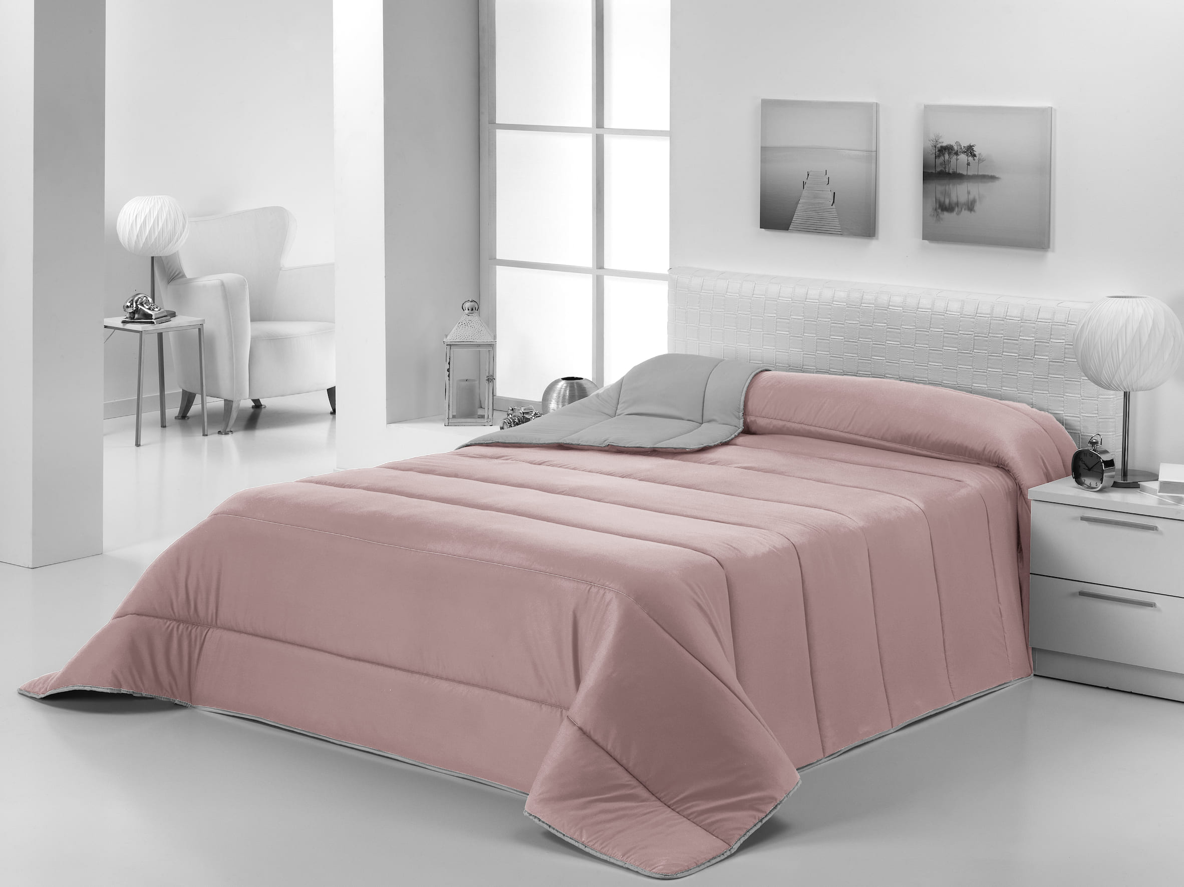 Edredón Nórdico 300gr Bicolor Reversible Cama 160cm Nude Gris