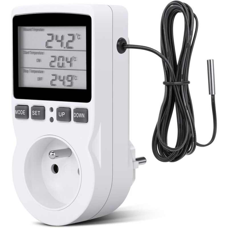 Prise Thermostat Et Hygrostat Numérique Avec Écran LCD - Pour Serre, Terrarium, Chauffage - Précision ±1°C
