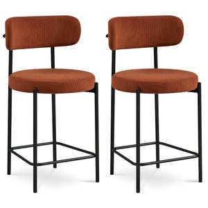 Lot De 2 Chaises Cantilever MARIA En Velours Côtelé Terracotta - Vintage - Assemblage Requis
