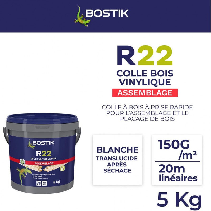 Colle vinylique à bois Bostik R22 - 5 kg - 2