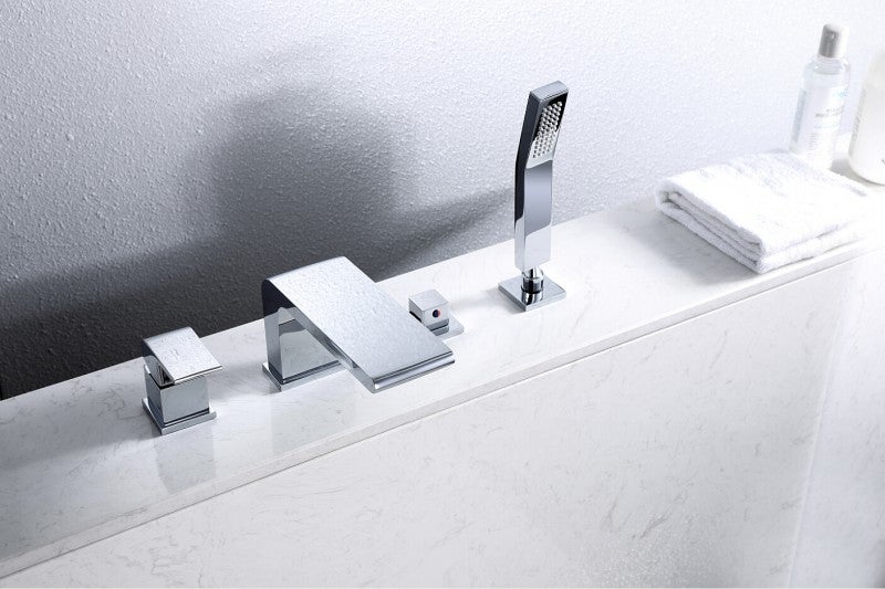 BERNSTEIN - Ensemble Robinet mélangeur Chrome Baignoire 4 trous en Cascade, Ensemble Pommeau Douchette Bain - 6080 - 3