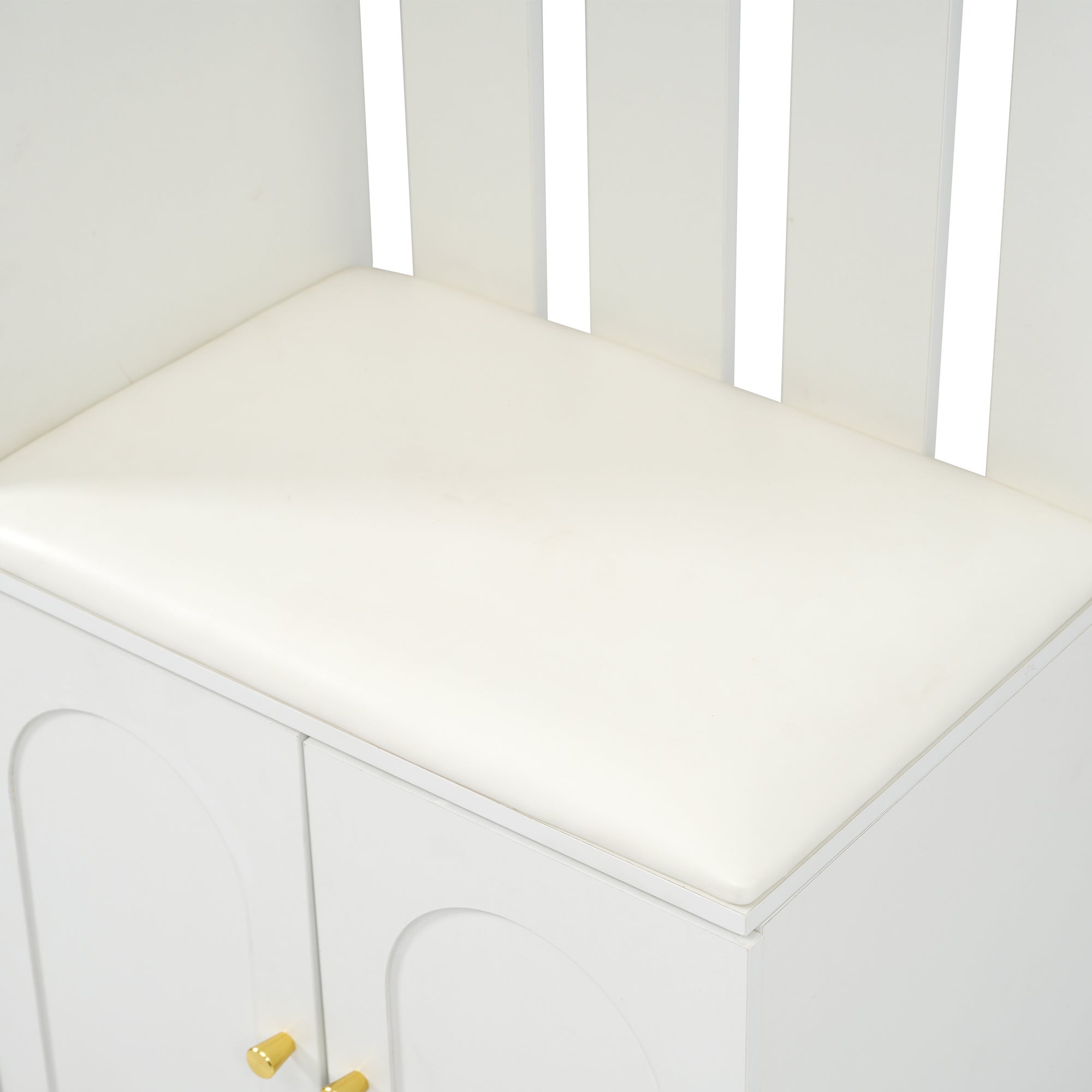 Vestiaire d'entree&nbsp;110×37×180 cm, ensemble d'armoire avec banc à chaussures, 4 crochets, 6 portes et 2 tiroirs, blanc - 7