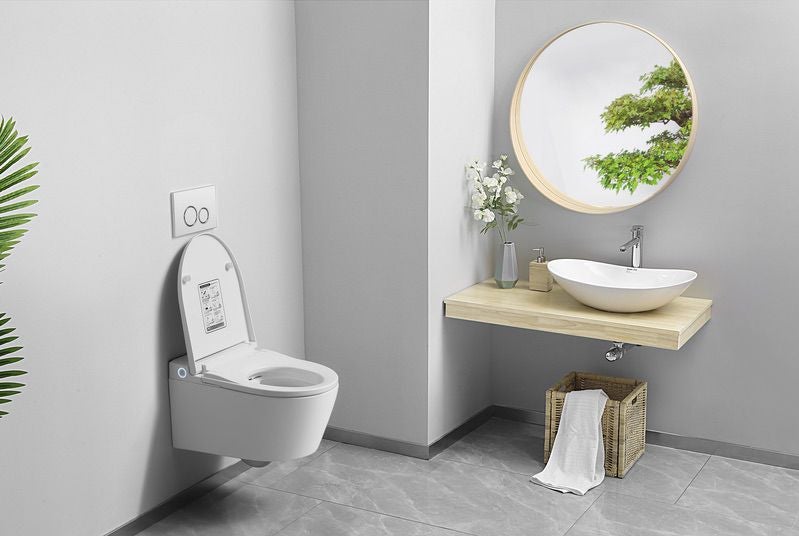 SANITA SUSPENSA JAPONESA WC INTELIGENTE NASHI PACK EOS, ESTRUTURA COM DEPÓSITO INTEGRADO - DESCARGA DUPLA AUTOMÁTICA, HIDROMASSAGEM, CONTROLE REMOTO - 8