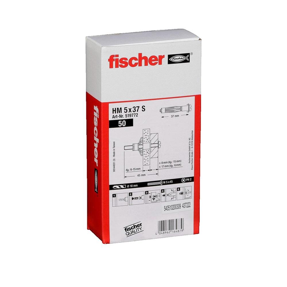 Fischer 519772 HM 5 x 37 S Cheville pour corps creux 37 mm 10 mm 50 pc(s) - 2