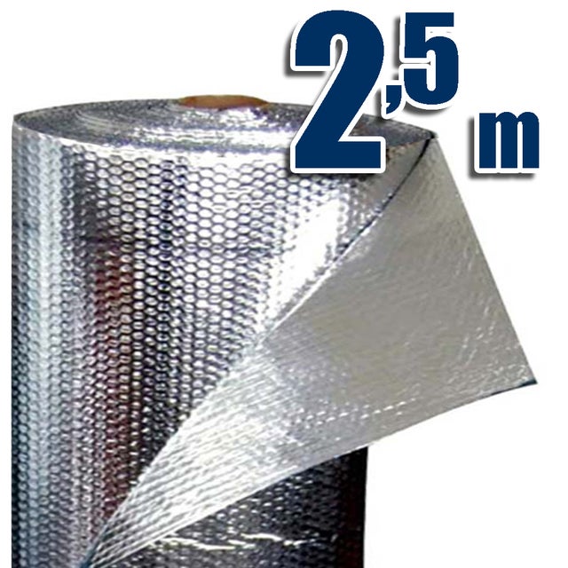 Isolation thermique réfléchissante 100% aluminium et bulles (2,5 x 1,20m). Froid et chaud: Maisons, caravanes, fourgons, radiateurs, greniers, garages