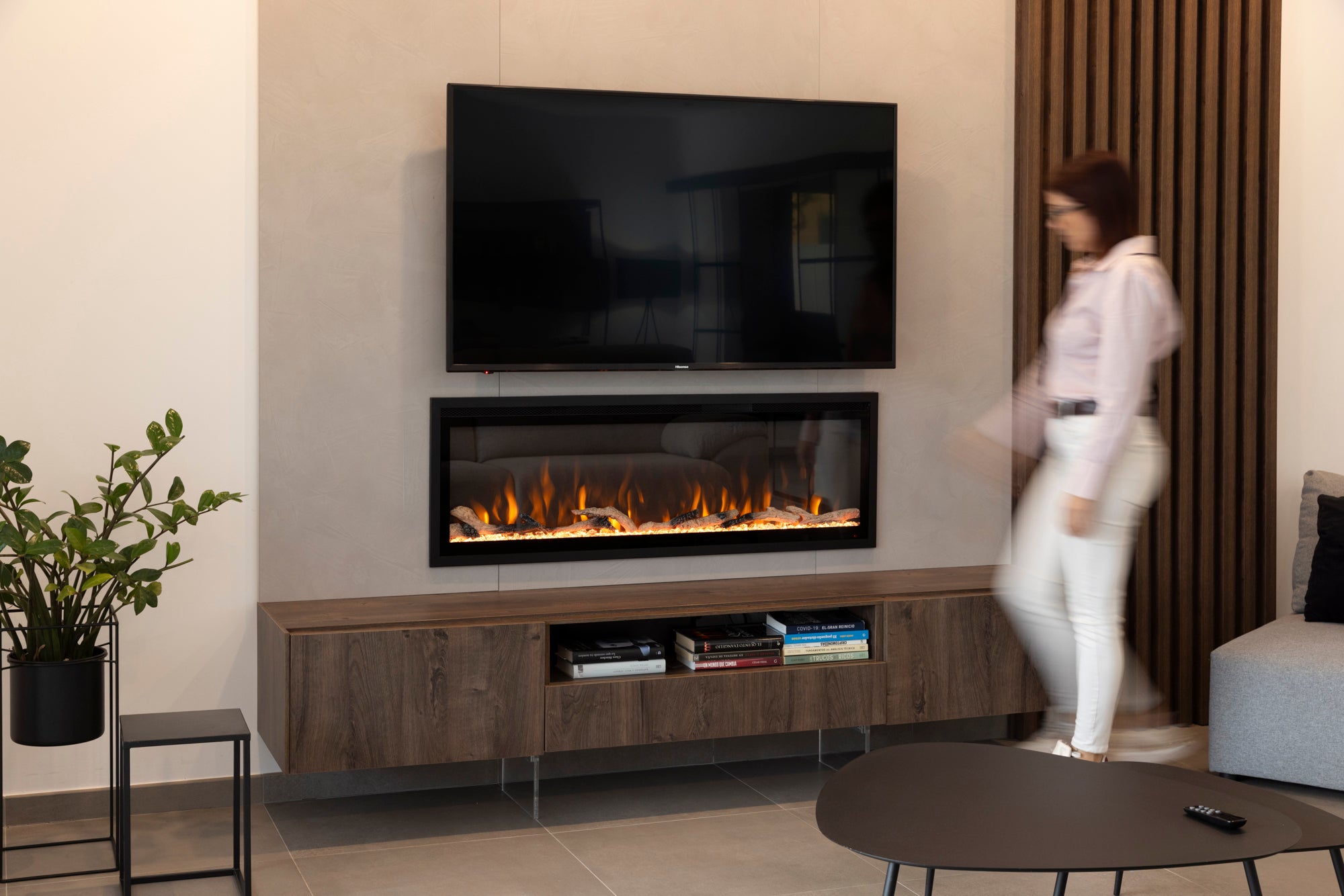 DUPI Chimenea Eléctrica 42 Nero Pro Lumina | 3 en 1 con Calefacción | Efecto Llama 3D Panorámica | 12 Colores Llama | 106x43,5x15 cm | 42 Pulgadas - 8