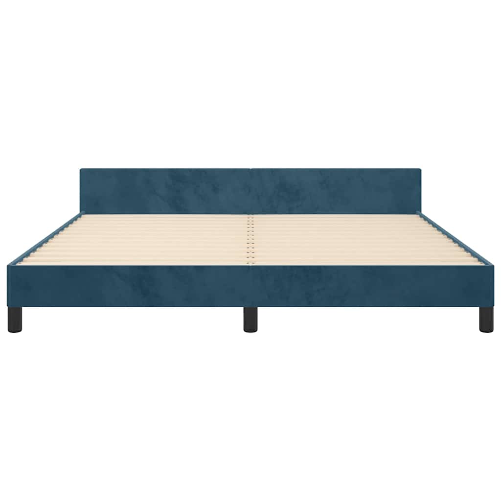 Cadre de lit sans matelas, en velours, bleu foncé, pour la chambre, 160 × 200 cm - 6