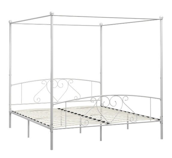Lit à baldaquin métal blanc Tommy 180x200 cm - 2