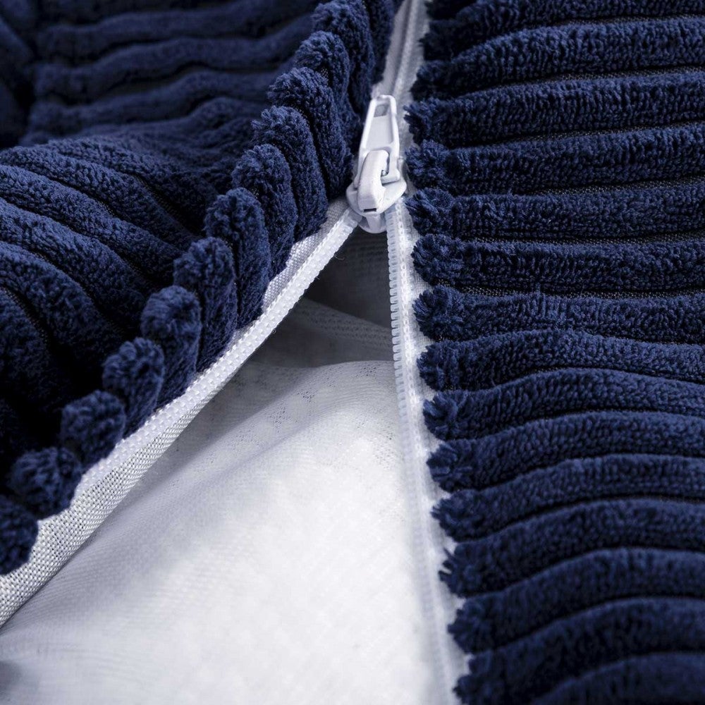Pouf Géant Rond XXXL En velours ultra doux Bleu Marine, Intérieur pour Salon, Chambre, déhoussable - TiTAN - 5