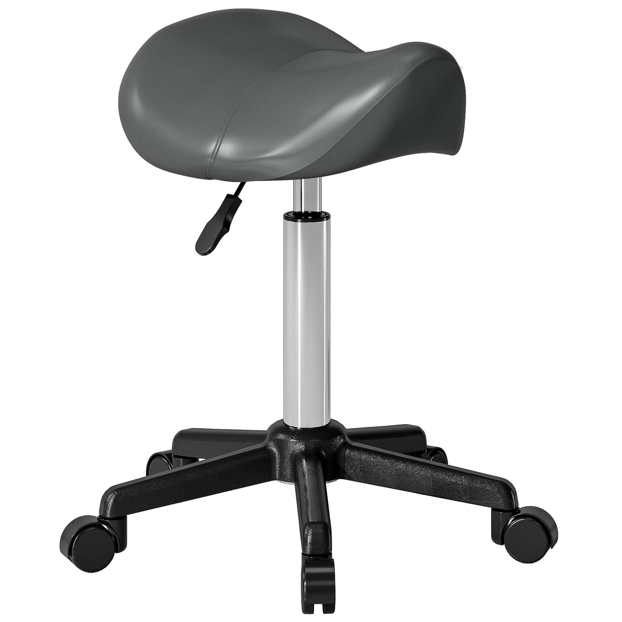 Tabouret De Bureau Ergonomique Selle Avec Dossier Mingone – Hauteur Réglable 75-86 Cm, 360° Rotation, Gris