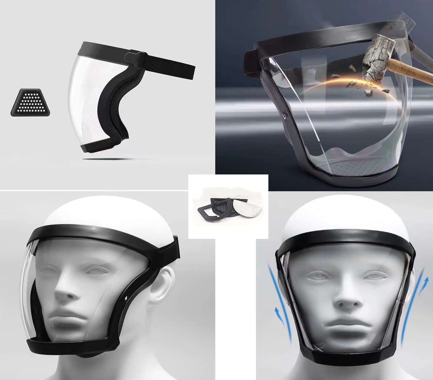 Masque de protection ultra-résistant, masque de sécurité intégral antibuée, protection complète du visage - 4