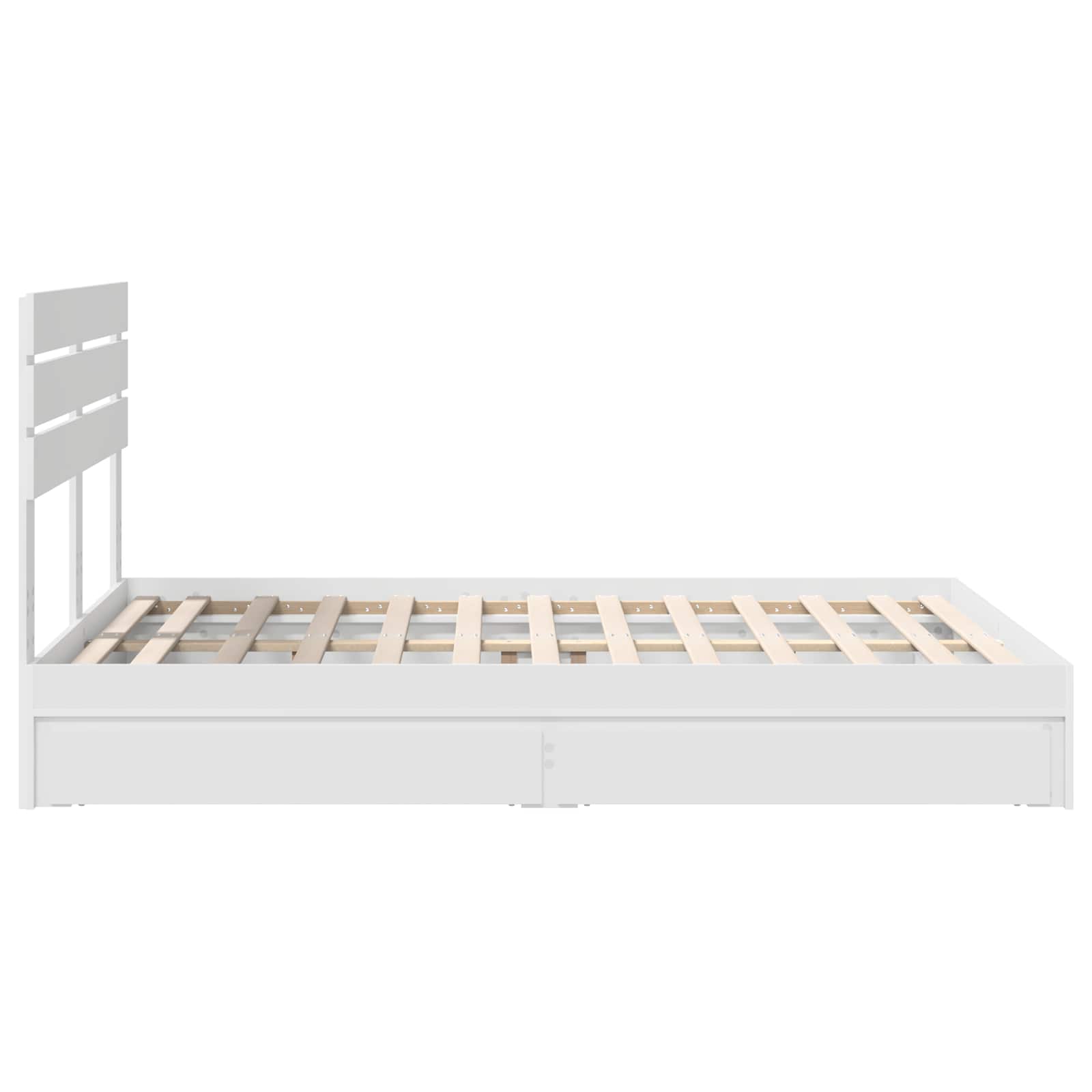 Lit de rangement blanc 160 x 200 cm panneau de bois - 9