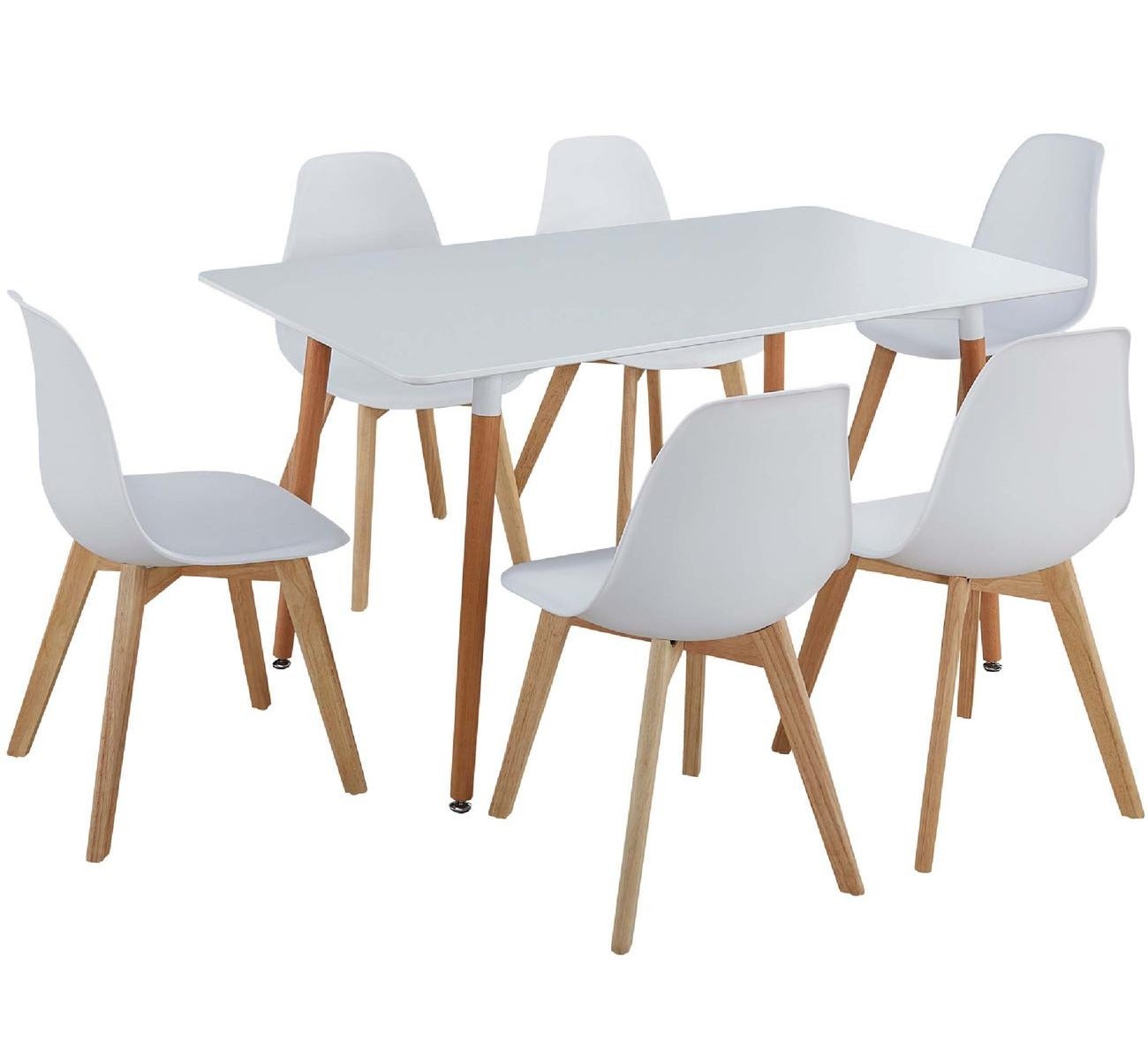 Ensemble Table Et Chaises Plastique Blanc Pieds Bois Clair Rio Cm Leroy Merlin