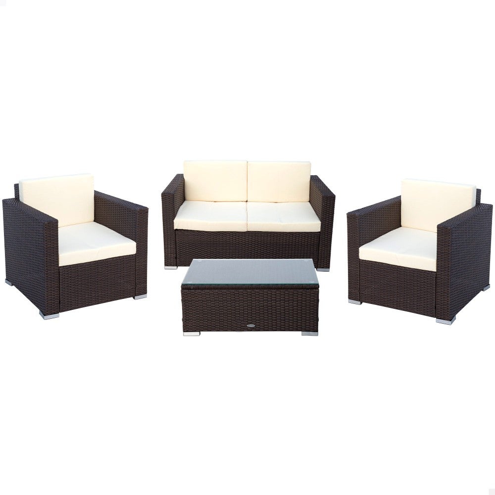Conjunto muebles terraza sillones sofá y mesita ratán Aktive