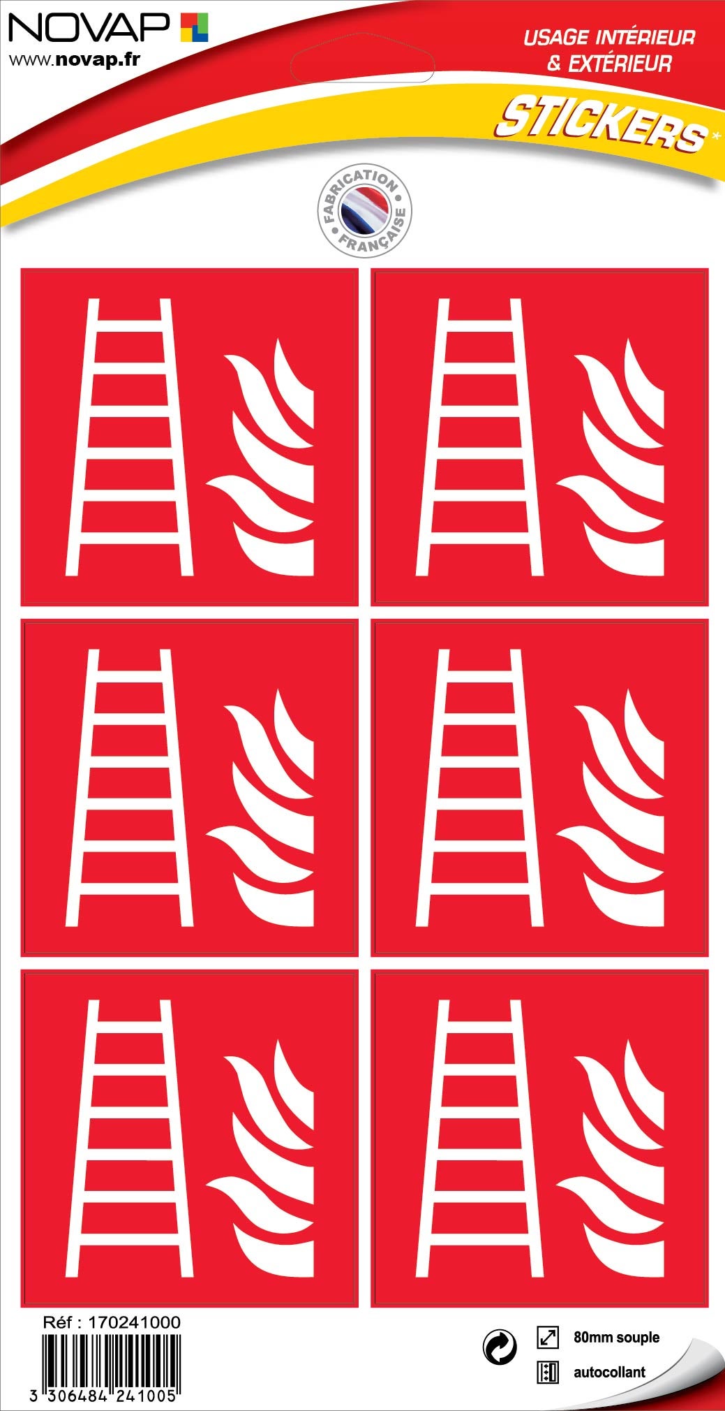 Planche 6 Pictogrammes 80X80mm - Echelle Incendie - 4241005 | Leroy Merlin